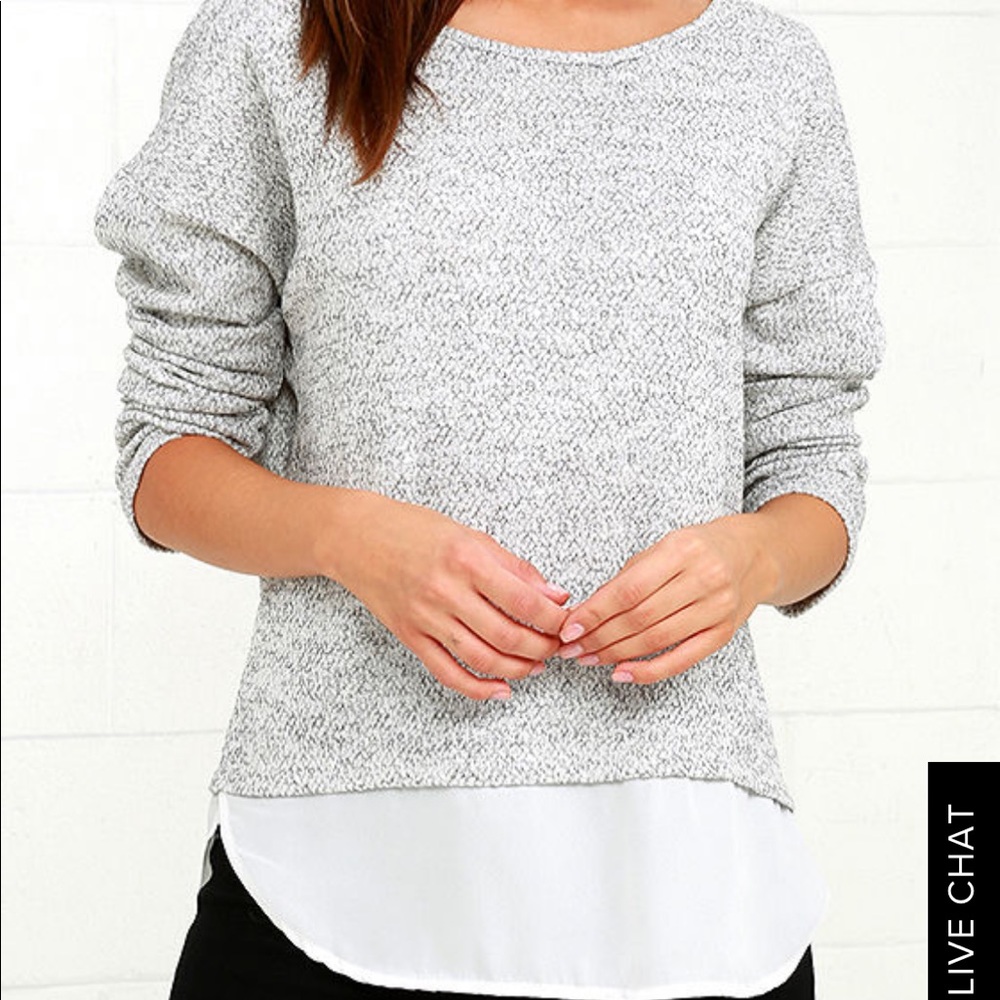 Multilayered Gray & White Blouse